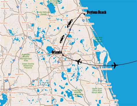 distance between daytona beach and orlando